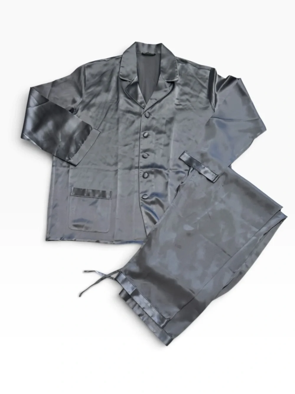 Elle Silk Gray Men's Silk Pajama Set XL